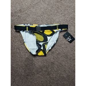 NWT Women's XS W Swim Green & Yellow Circle Patterned Bikini Bottoms